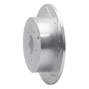 Hyundai Santa Fe Brake Rotor (1) - Rear Right - R1 Concepts - Drilled & Slotted - Silver - `07-`09